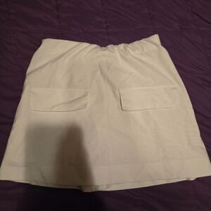White  Mini Skirt with Front Pocket Flaps